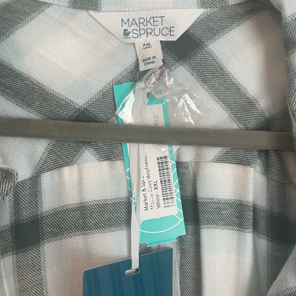 Market & Spruce Gray and White Checkered Shirt - Picture 2 of 2